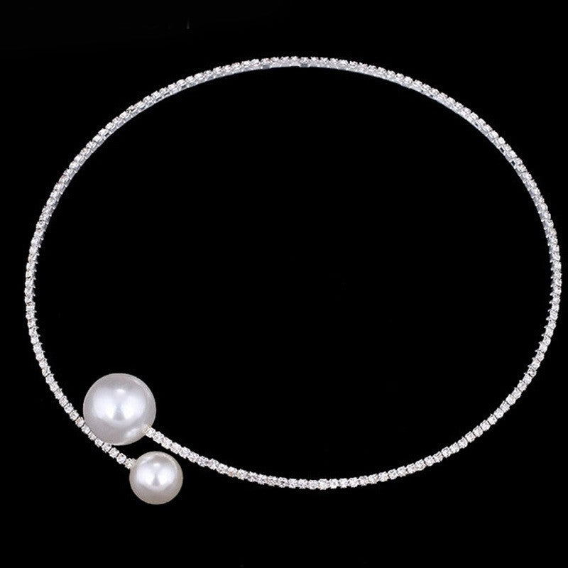 Diamond Adjustable Design Pearl Female Bridal Light Necklaces