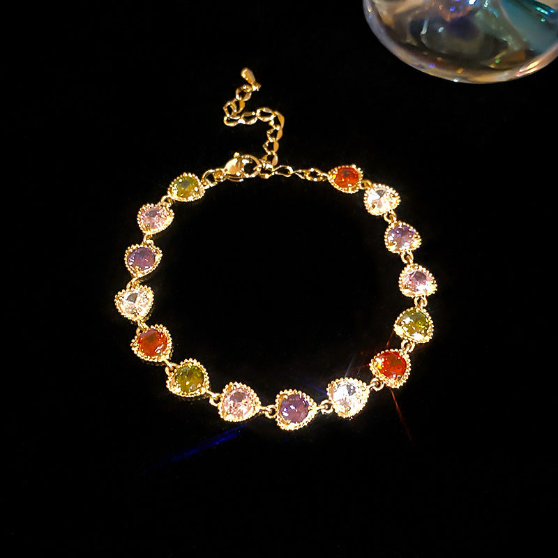 Women's Korean Geometric Round Zircon Light Luxury High-grade Stylish Simple Bracelets