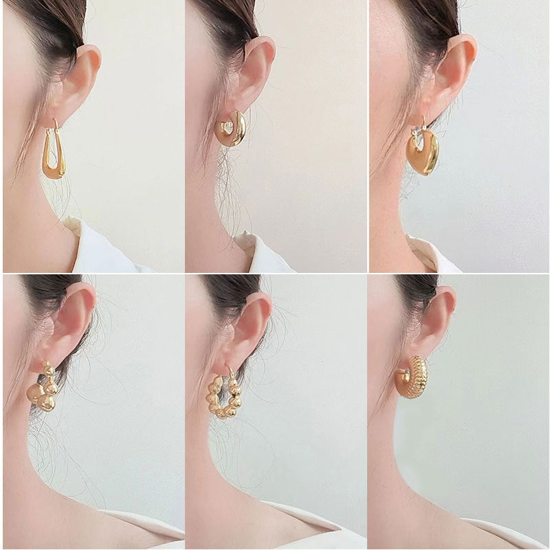 Geometric Metal Niche Design Frosty Style High Stud Earrings