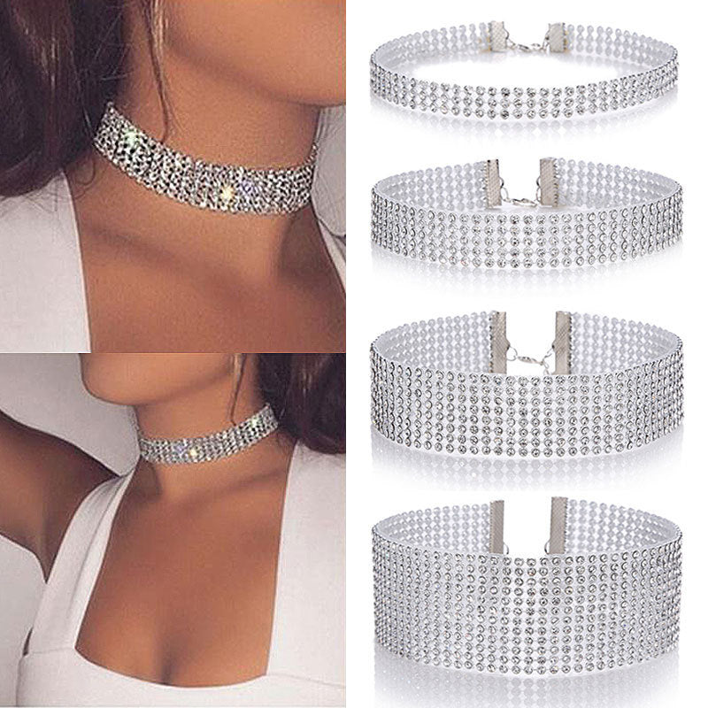 Mesh Plate Chain Full Diamond Beam Neck Collar
