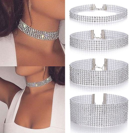 Mesh Plate Chain Full Diamond Beam Neck Collar