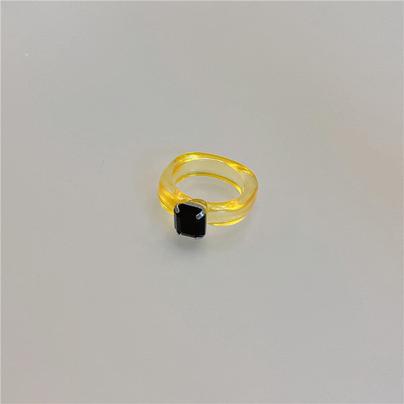 Candy Color Resin Acrylic Gemstone Transparent Rings