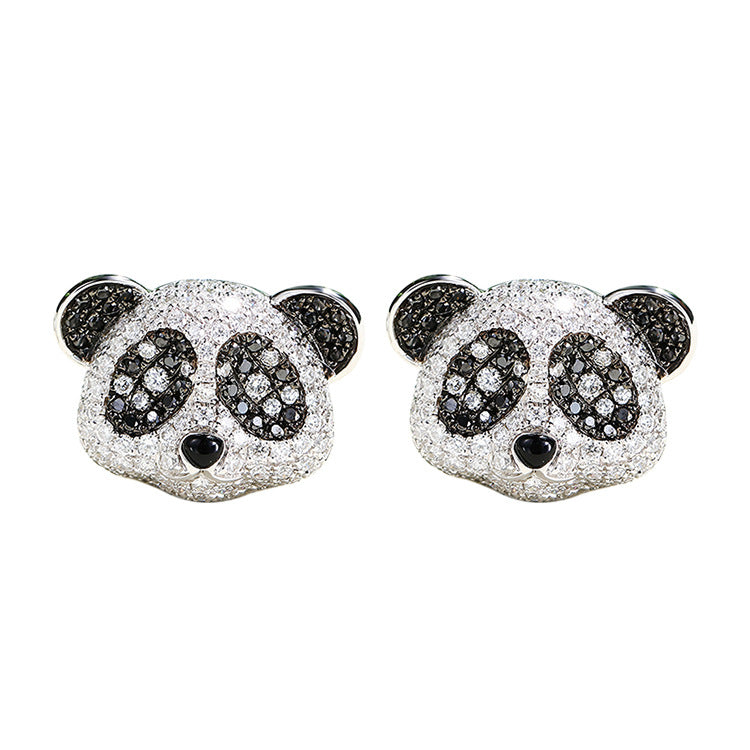 Full Diamond Black Gold Zircon Panda Cute Opening Pendants