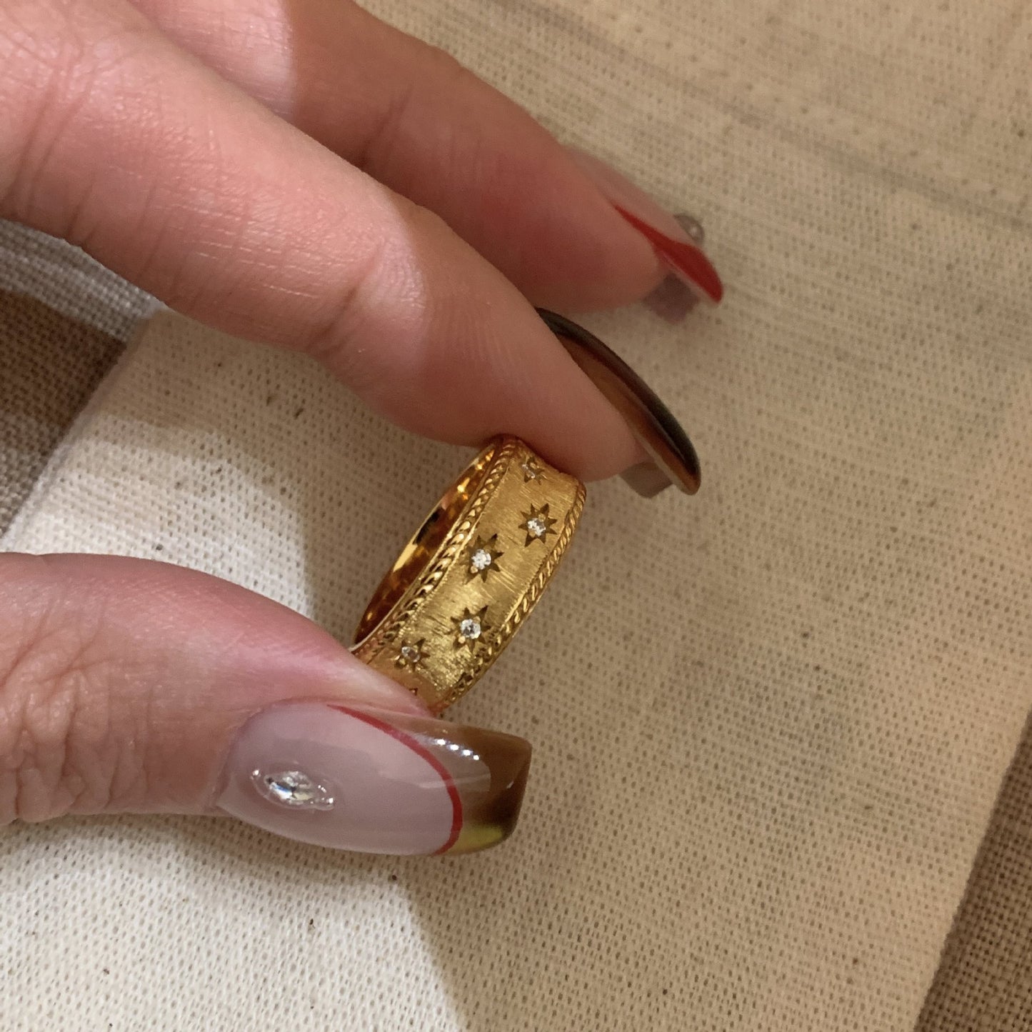Style Gold Rhinestone Eight Awn Star Female Versatile Rings