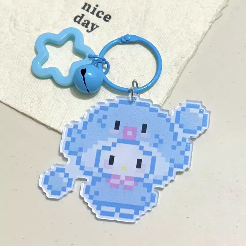 Pixel Cartoon Key Button Schoolbag Cute Acrylic Hang Decorations Hanging Ornaments