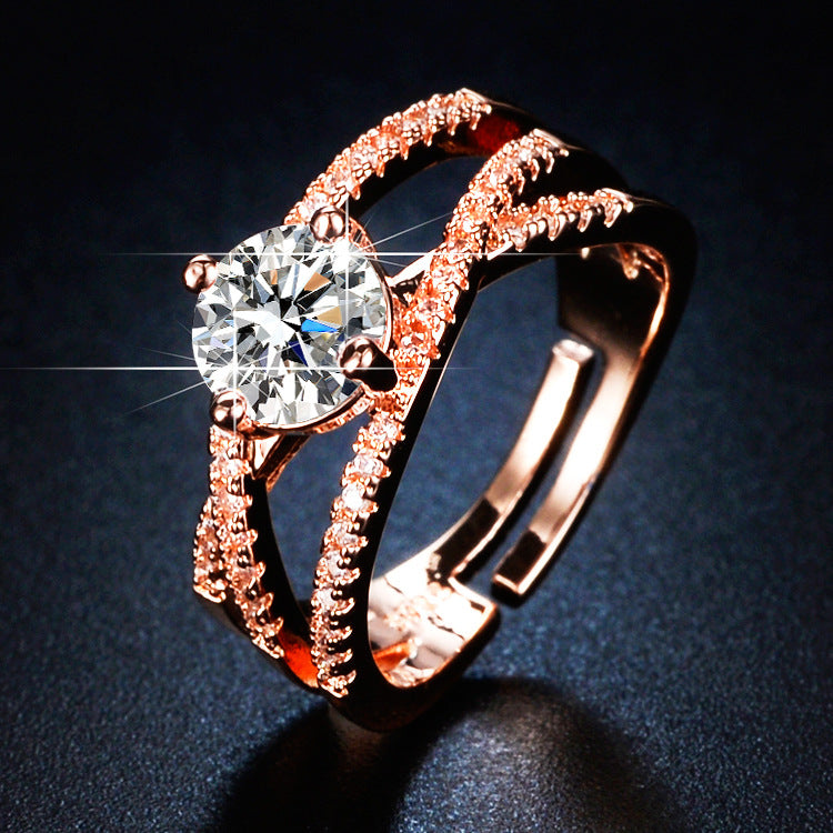 Live Broadcast Karat Imitation Moissanite Interwoven Rings