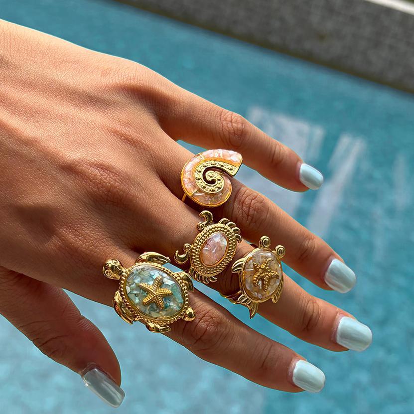 Women's Vacation Style Elegant French Advanced Dripping Stainless Rings