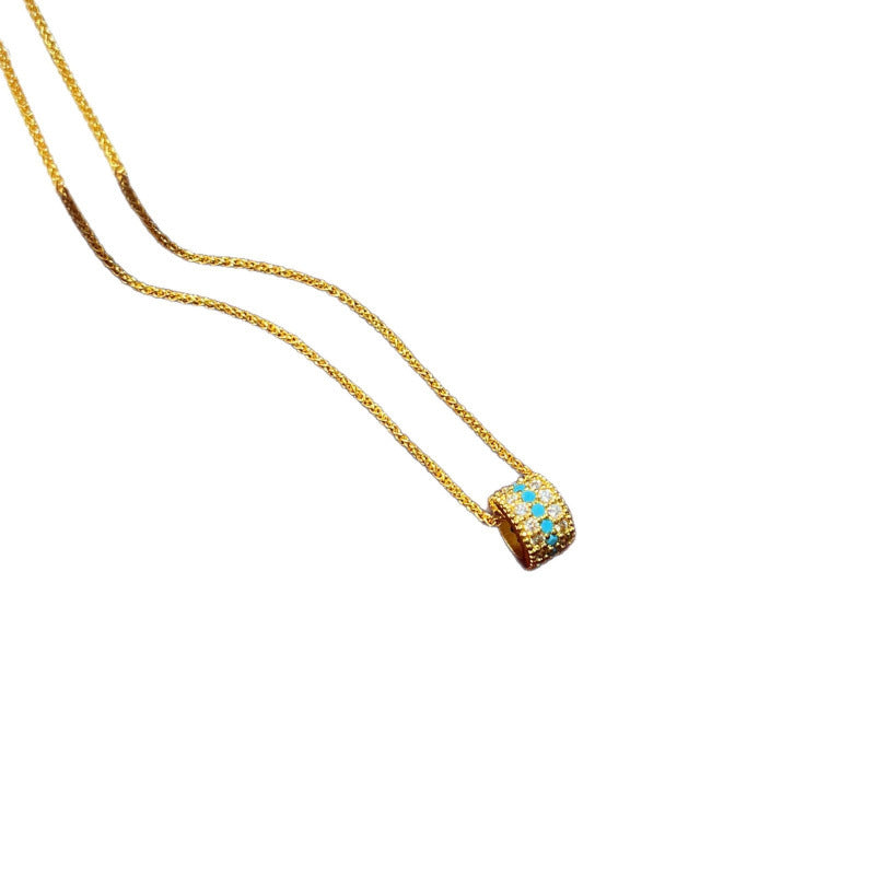 Live Broadcast Ancient Chinese Style Full Diamond Blue Pine Affordable Necklaces