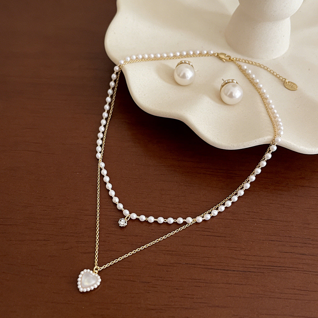 Star Madi Light Luxury Pearl Love Clavicle Chain Necklace
