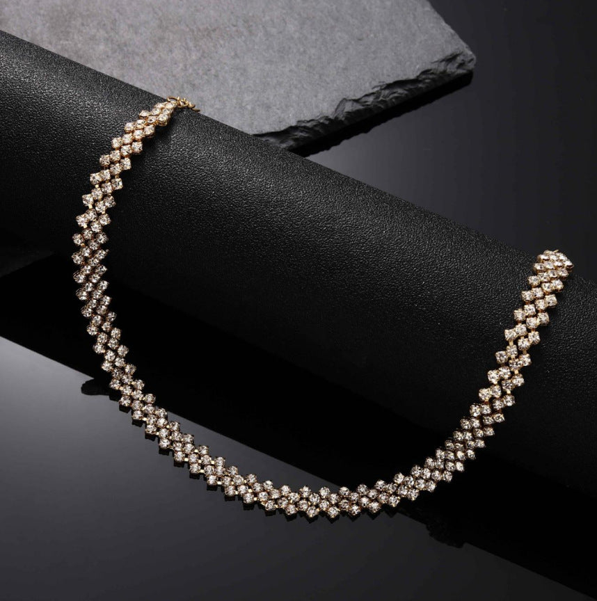 Simple Full Diamond Collar Personalized Clavicle Chain Trendy Necklaces