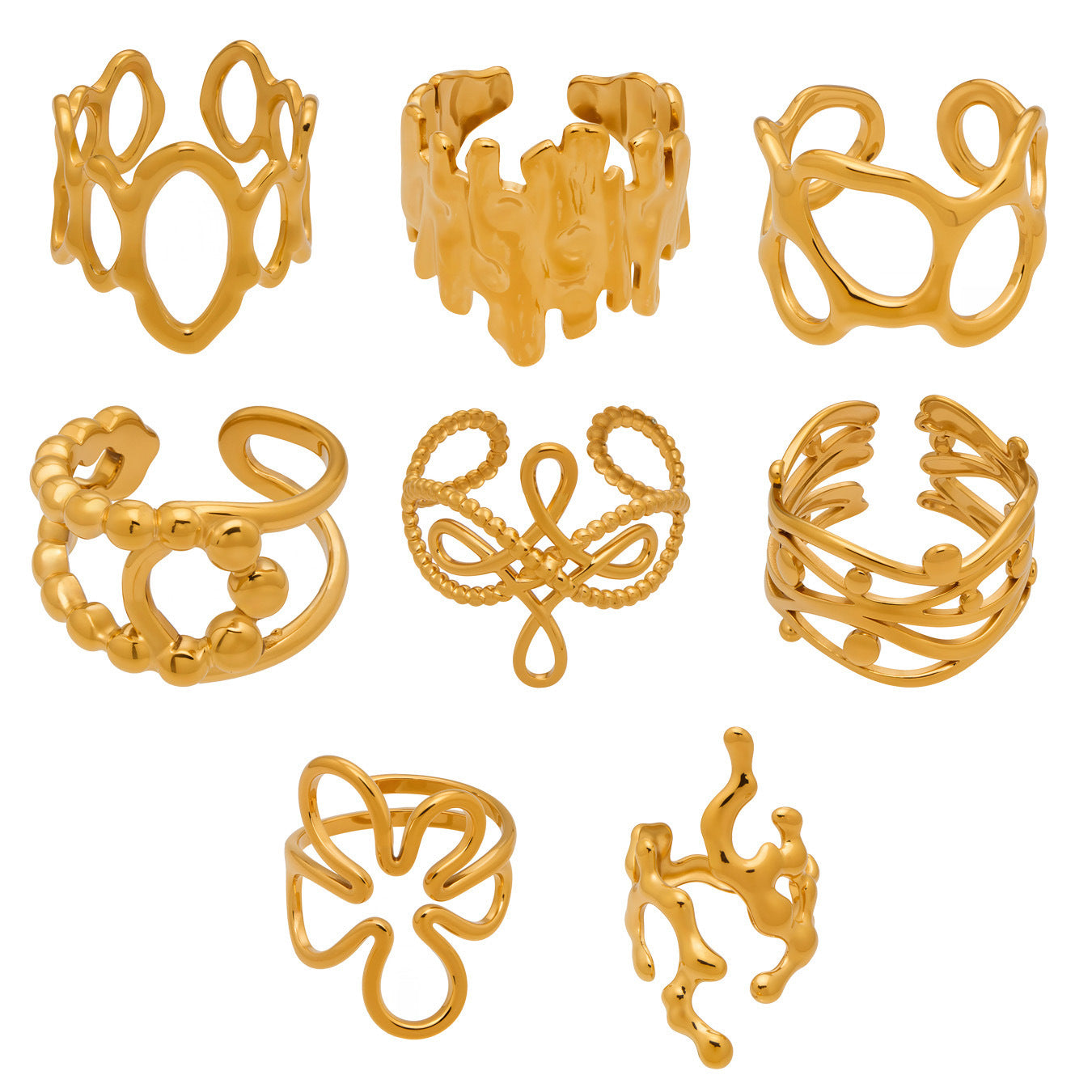 Design Geometric Stainless Steel Gold Plated Minority Fashion Rings