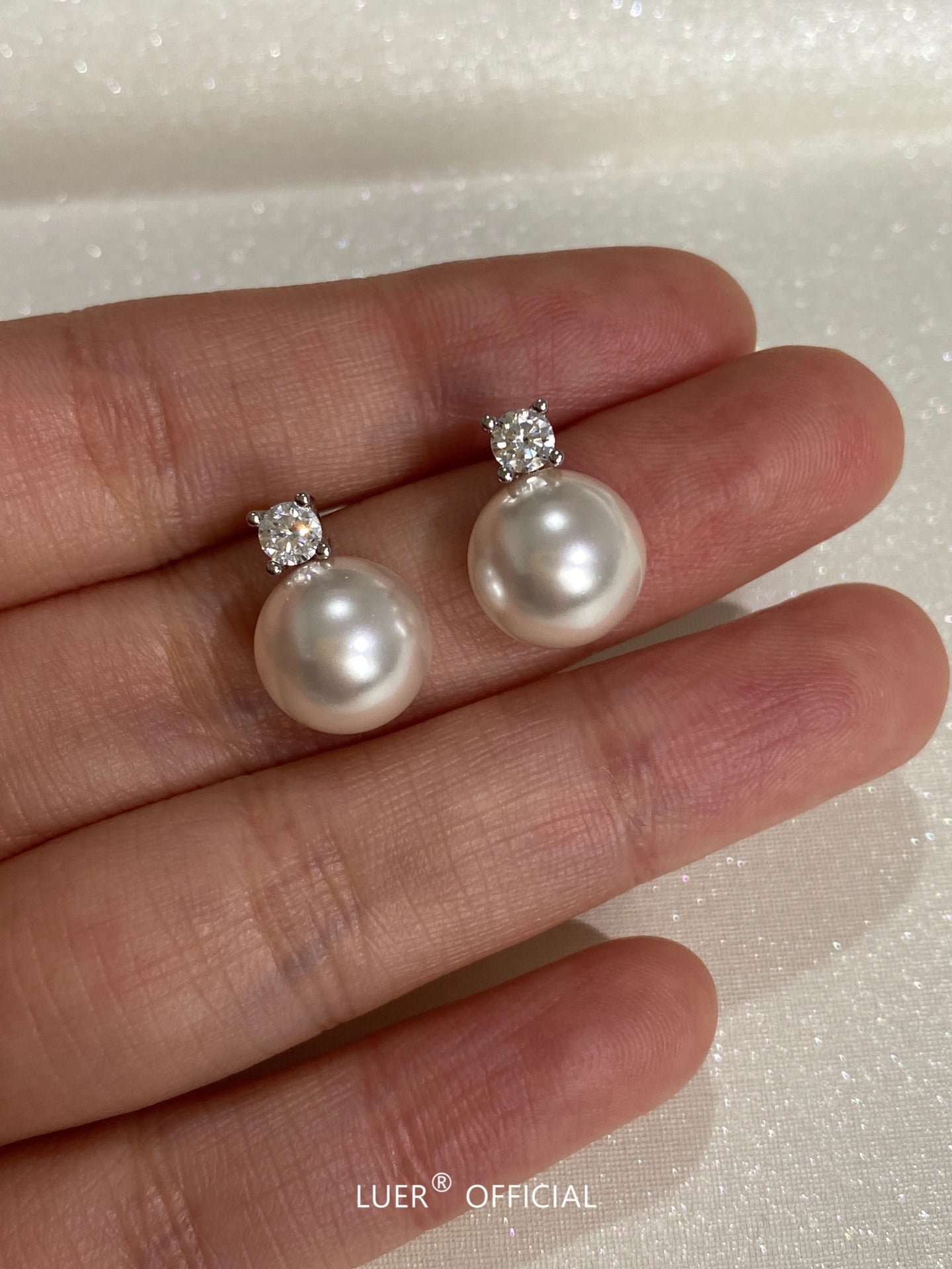 Women's Sier Princess Pearl Elegant High Sense Shining Diamond Earrings