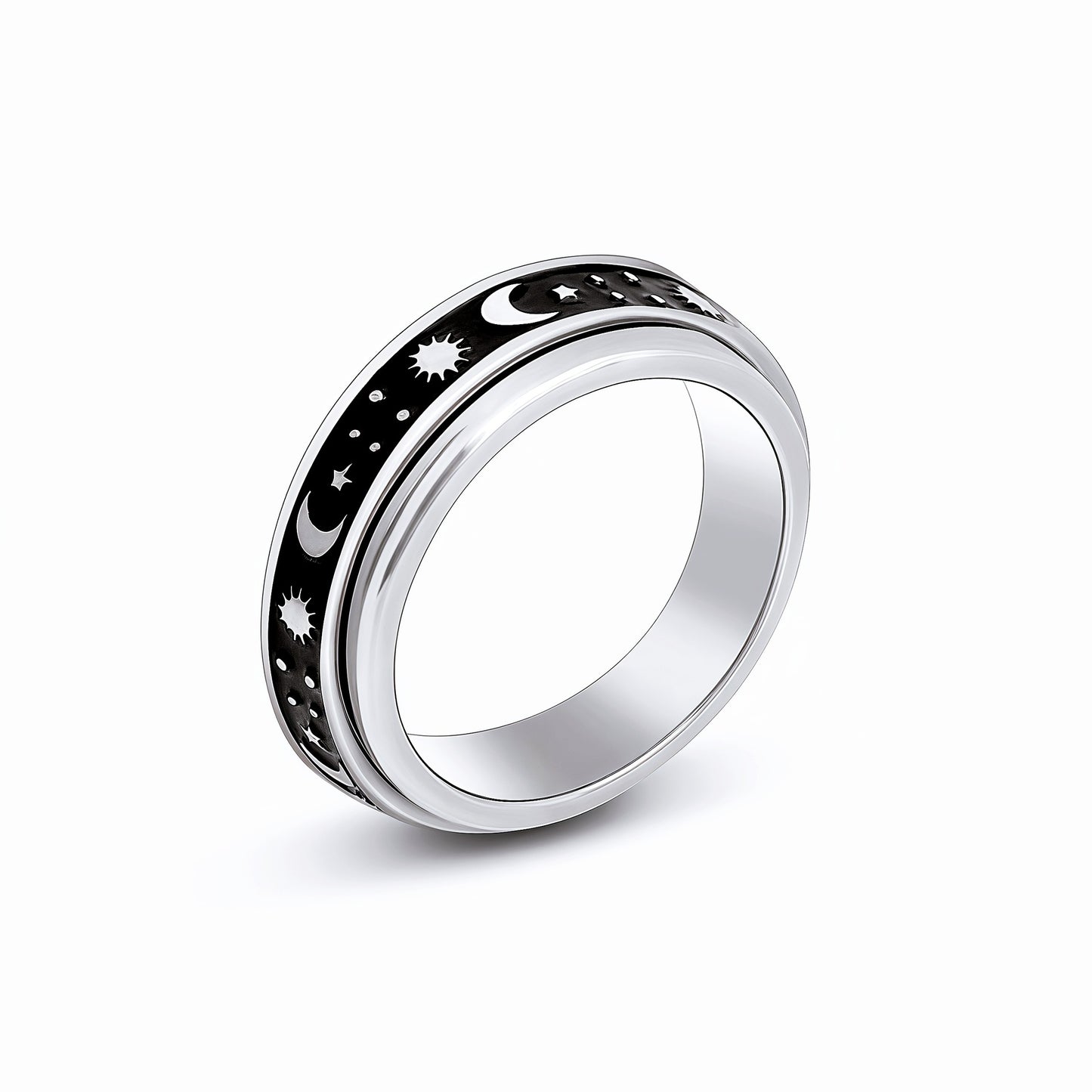 Men's Rotatable Decompression Chain Titanium Steel Star Rings