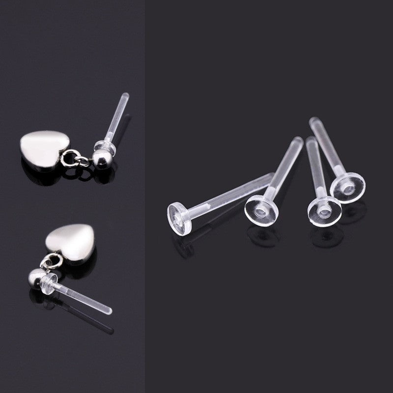 Plastic Auricular Needle Flat Ear Transparent Stud Earrings
