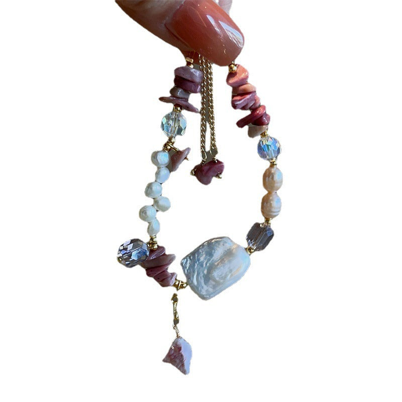 Pink Lovers Baroque Natural Freshwater Pearl Light Luxury Rose Stone Jewelry Set