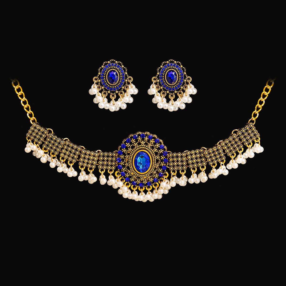 Women's Suite Retro Court French Pearl Water Jewelry Set