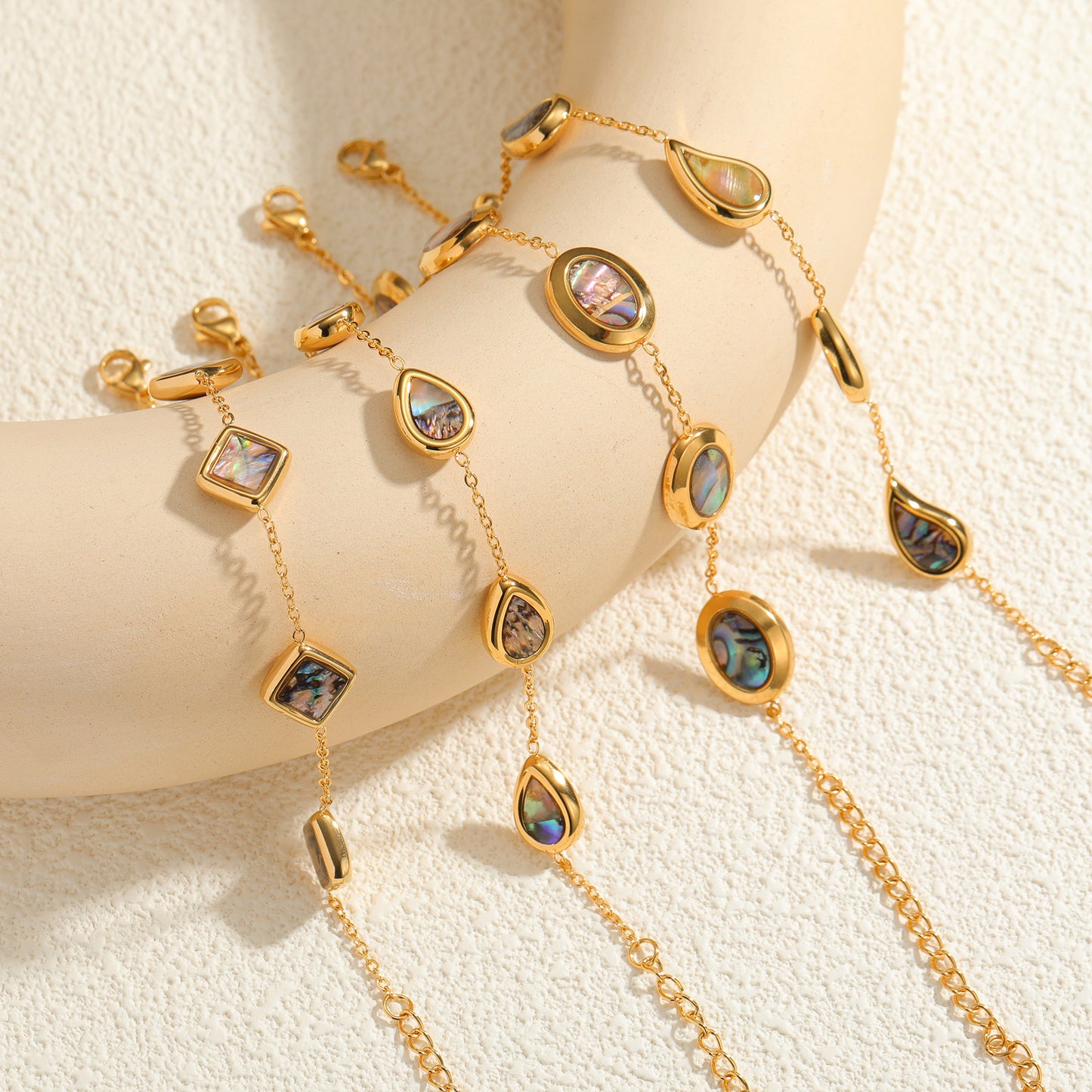 Gold Abalone Shell Water Drop Retro Fashion Bracelet