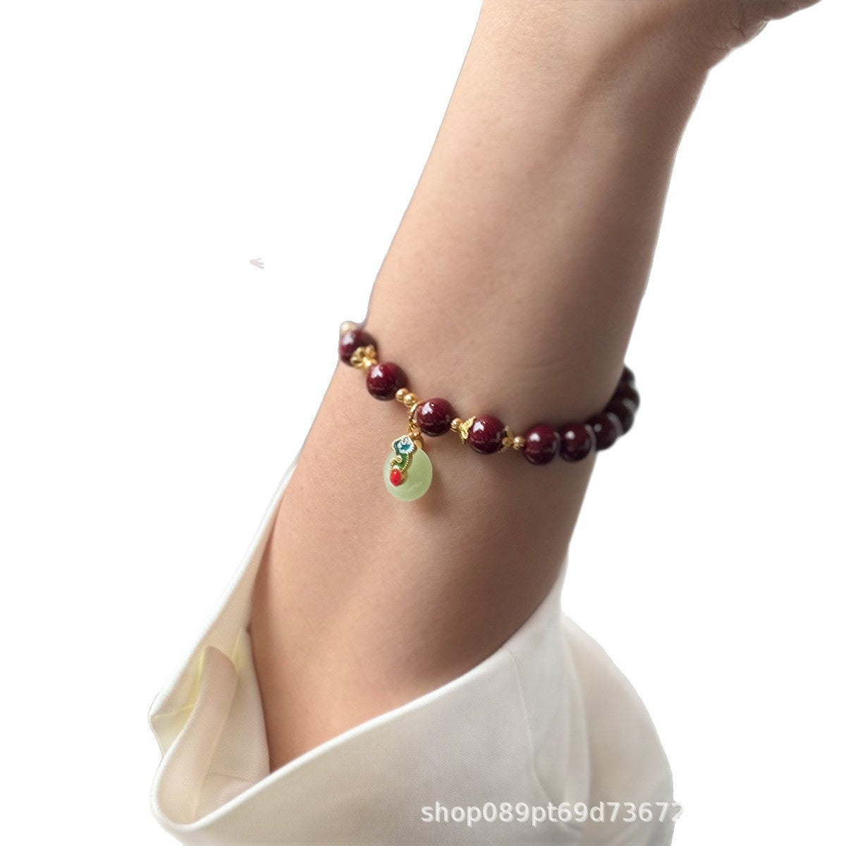 Chinese Retro Cinnabar Glaze Female National Fashion Temple Cultural Creative Bracelet