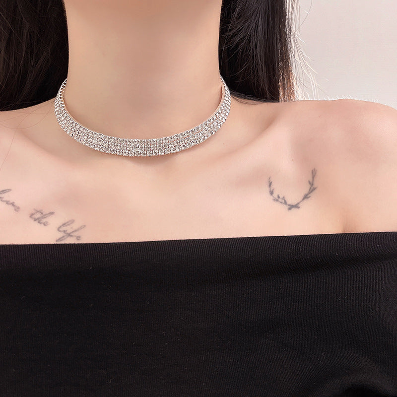 Full Diamond Niche Clavicle Chain Twin Necklaces