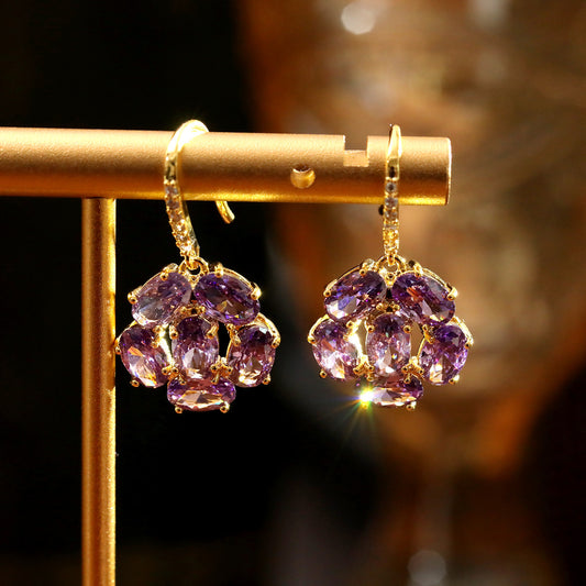 Women's Rhinestone Ball Light Luxury Flower Exquisite Earrings