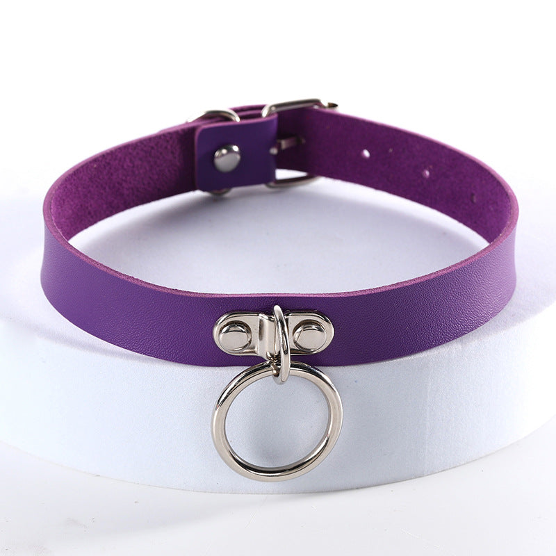 Women's Nightclub Hip Hop Double Leather Neck Collar