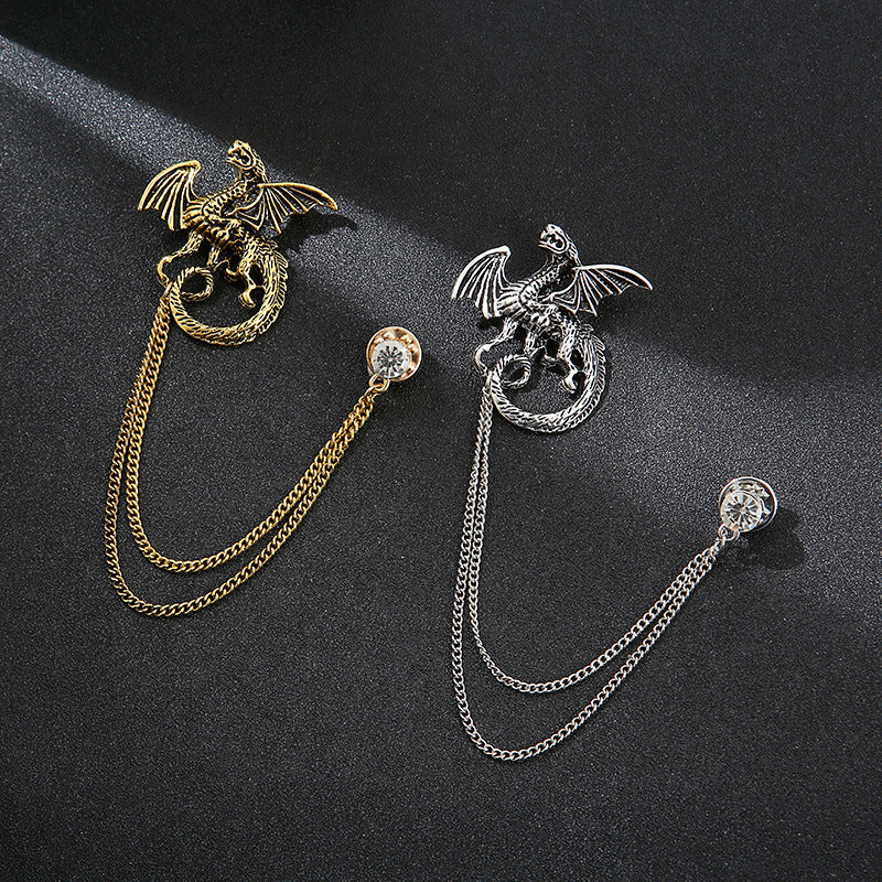 Men's Diamond Eagle Deer Head Domineering Brooch Bow Tie Brooches