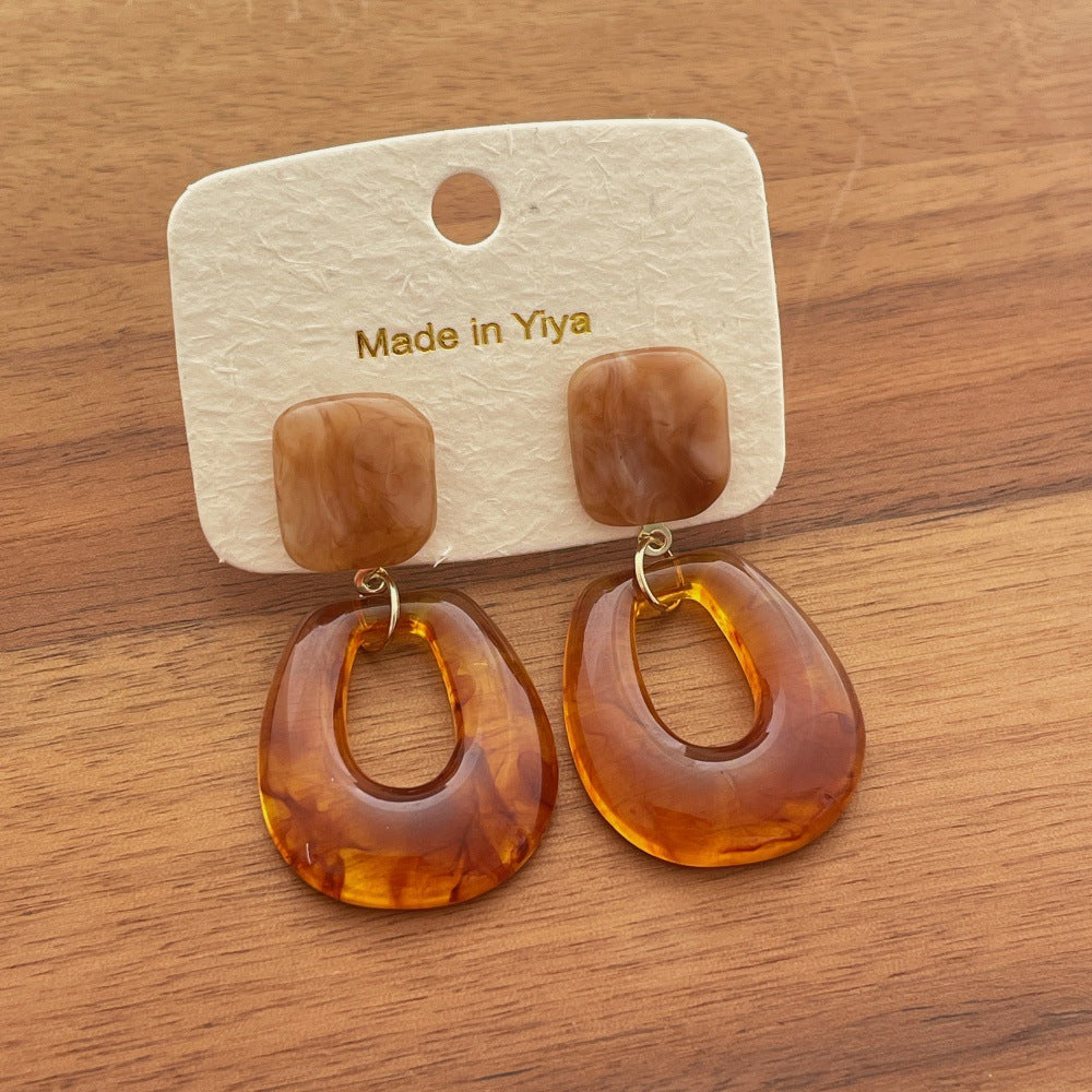 Geometric Simple Temperamental Square Contrast Color Earrings