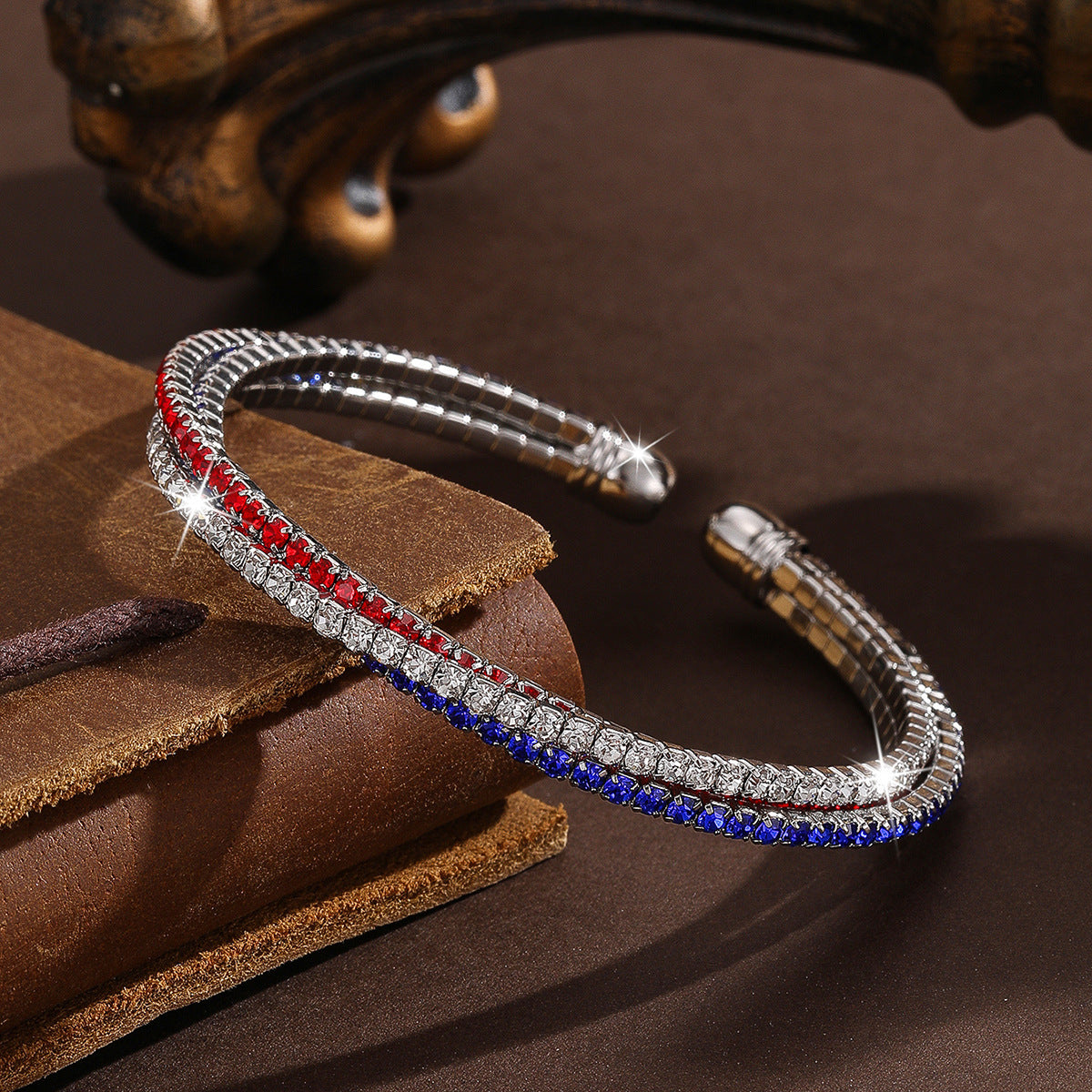 Full Diamond Color Fashion Artificial Trend Independence Day Wrist Bracelet