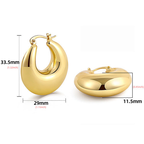 Steel Golden Smooth Hollow Simplicity Exaggeration Earrings