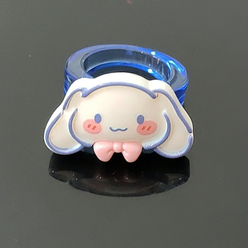 Cartoon Resin Acrylic Transparent Pacha Dog Rings