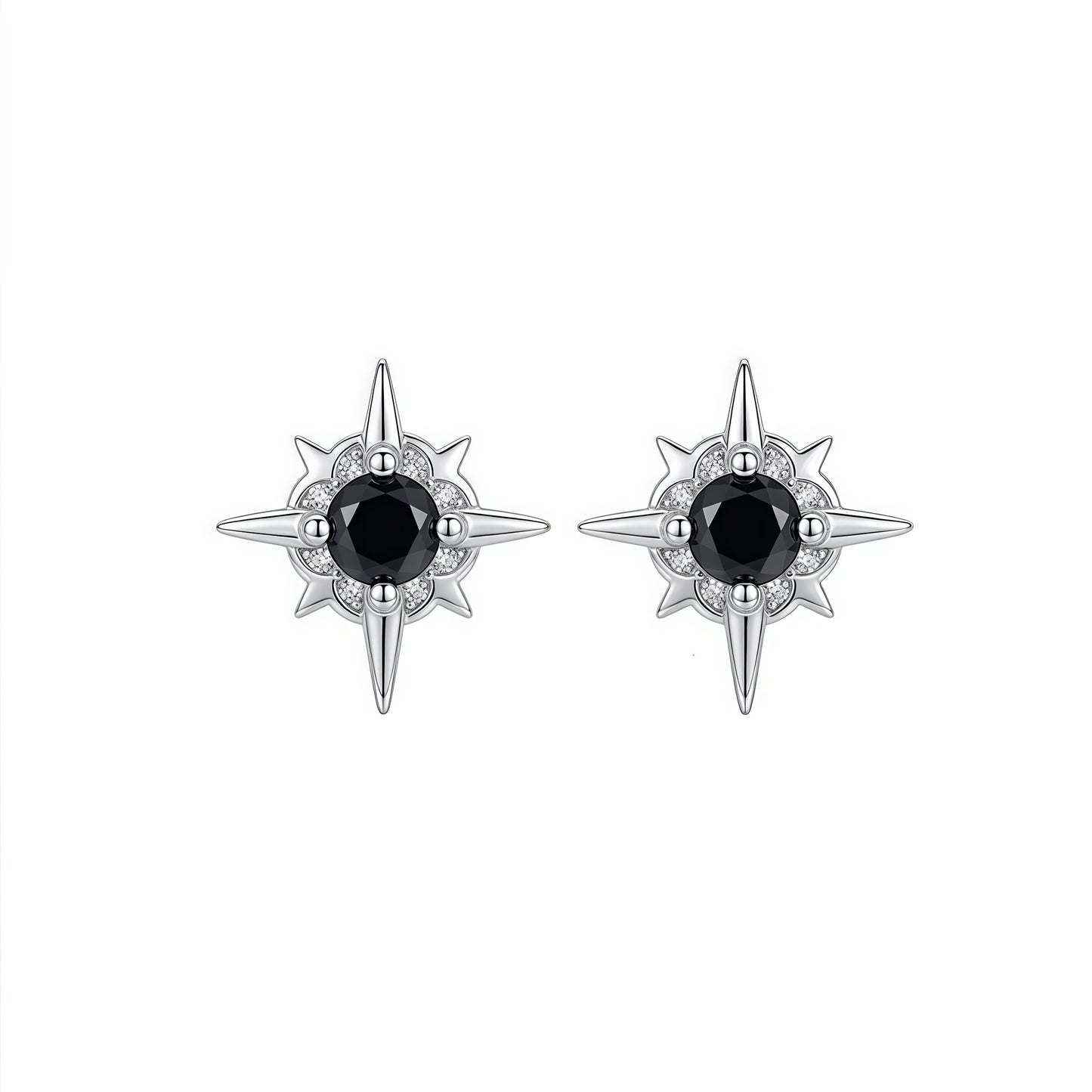 Men's Sier Needle North Star Trendy High-grade Fashion Earrings