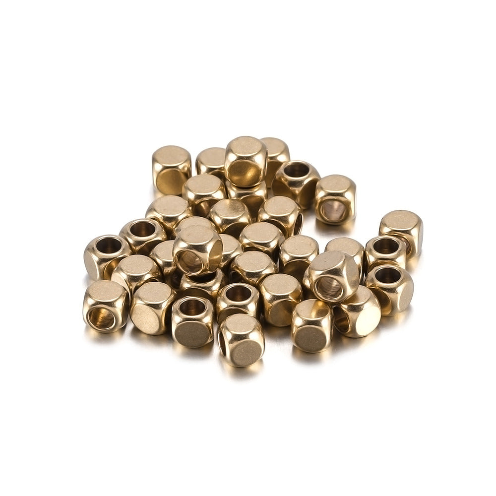 Brass Pearlescent Perforated Beads Square Metal Jewelry Accessories