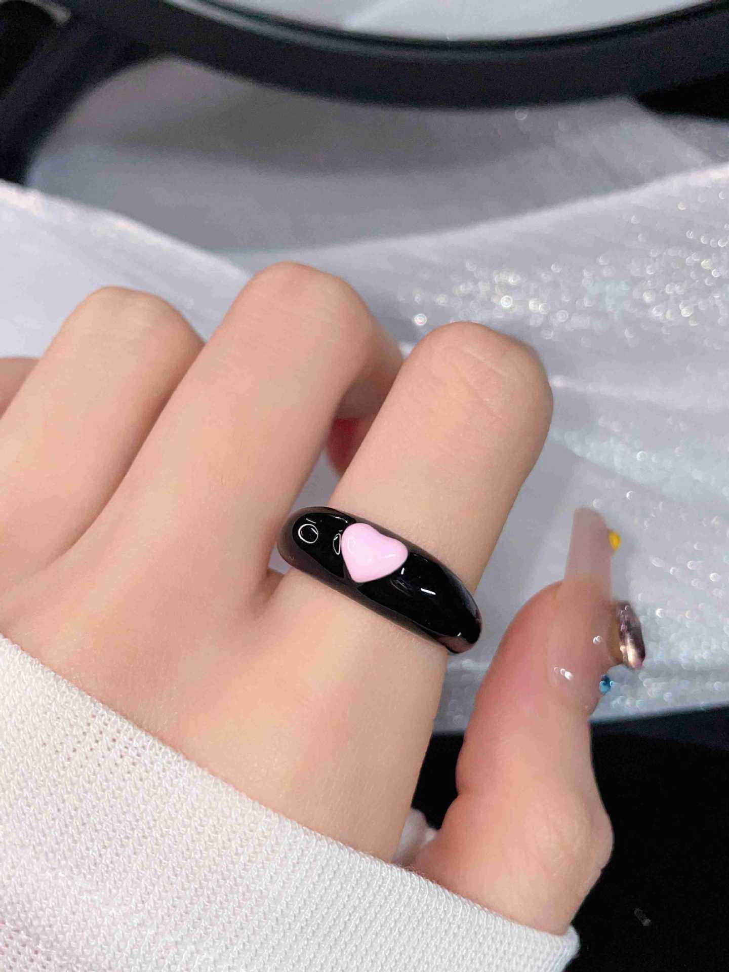 Barbie Style Heart Open Dopamine Design Rings