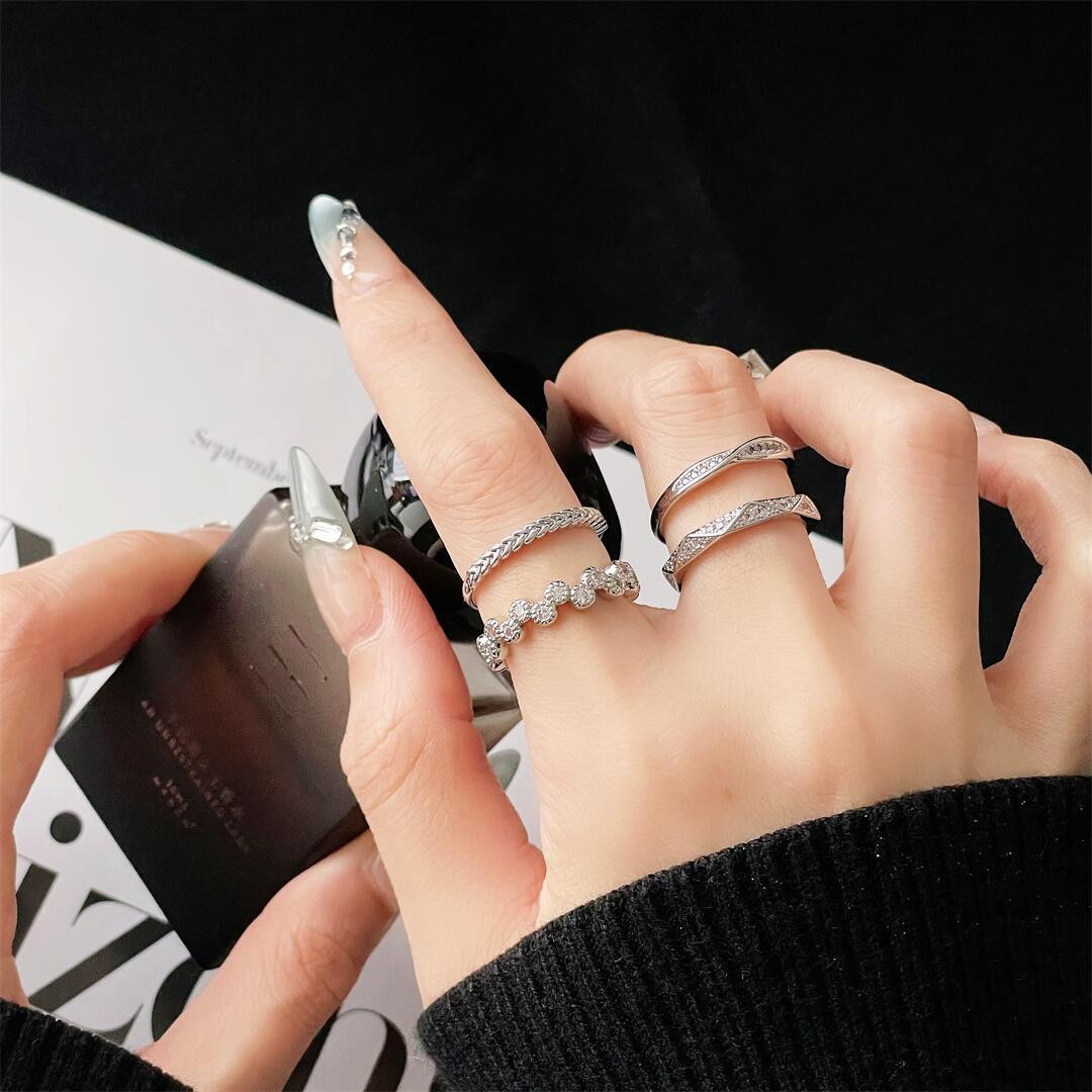 Women's Open-end Zircon Simple Design Geometric Personalized Charming Rings