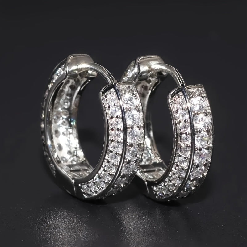 Women's & Men's Shiny Square Crystal Zircon Hoop Suitable For Party Earrings