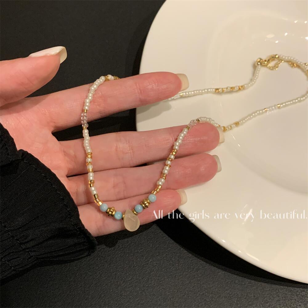 National Style Handmade Beaded Colorful Natural Stone Mori Necklaces