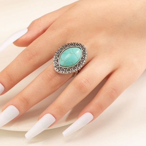 Women's Bohemian Retro Personalized Horse Eye Turquoise Ring