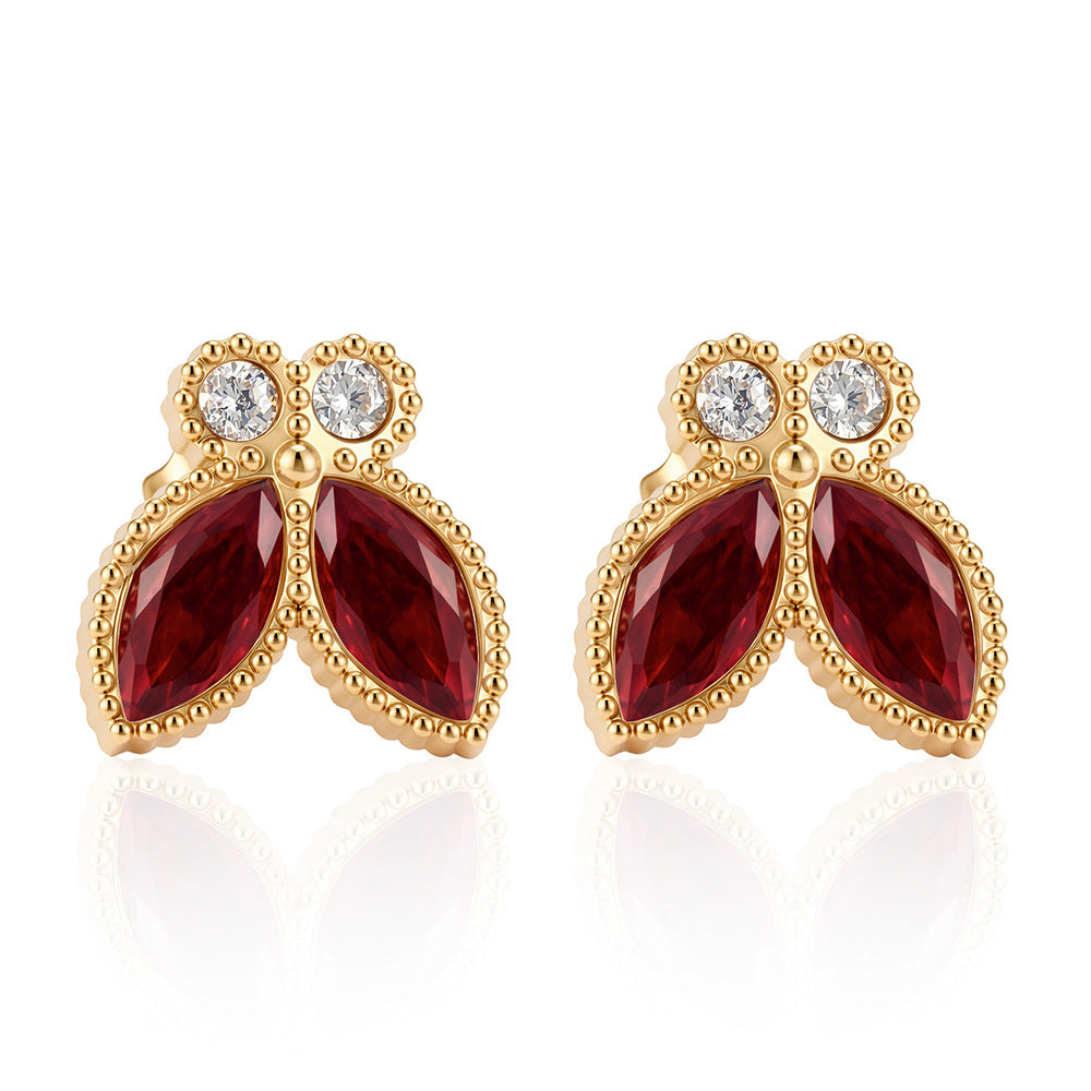 Women's Elegant Fashion Butterfly Inlaid Zircon Stainless Steel Gold Plated Pendants