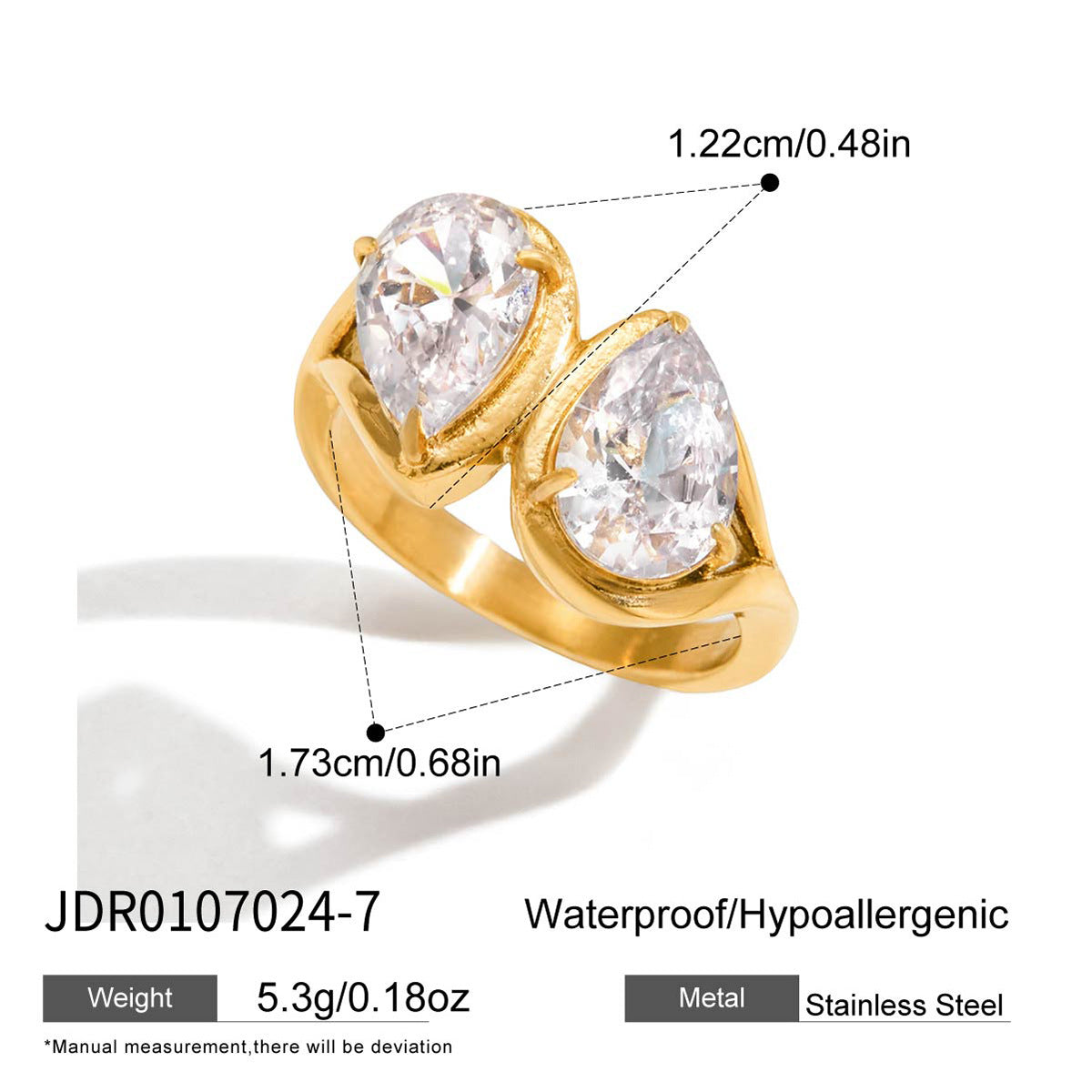 Stainless Steel Dropper Zircon Titanium Light Luxury High Sense Ring
