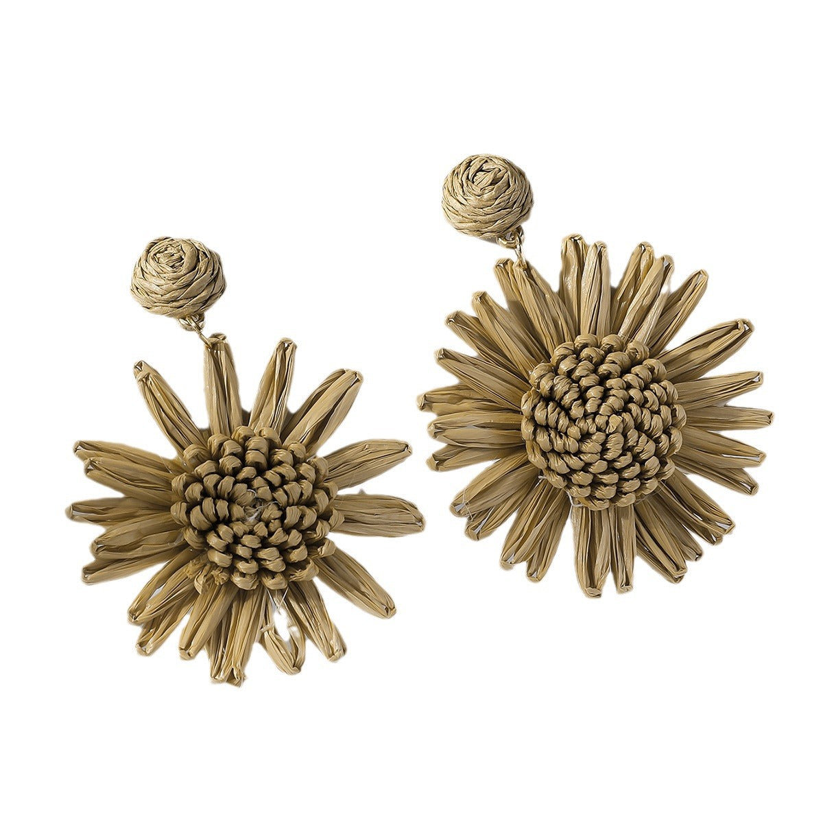 Bohemian Vacation Style Raffia Woven Sunflower Rings