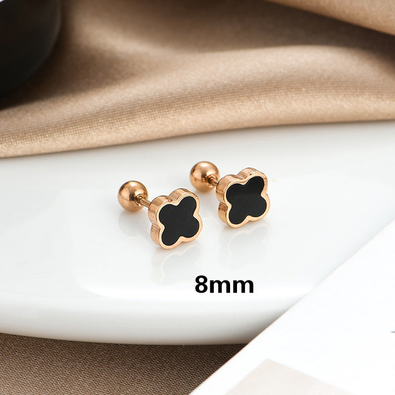Clover Female Titanium Steel Ear Bone Stud Earrings