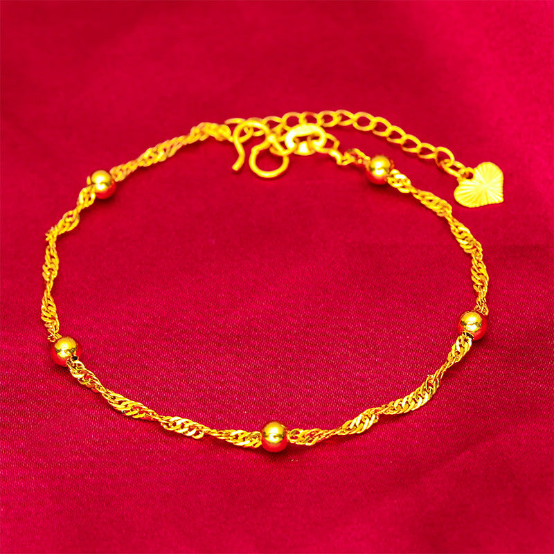 Women's Placer Gold Lucky Beads Water Ripple Bag Bead Live Broadcast Bracelet