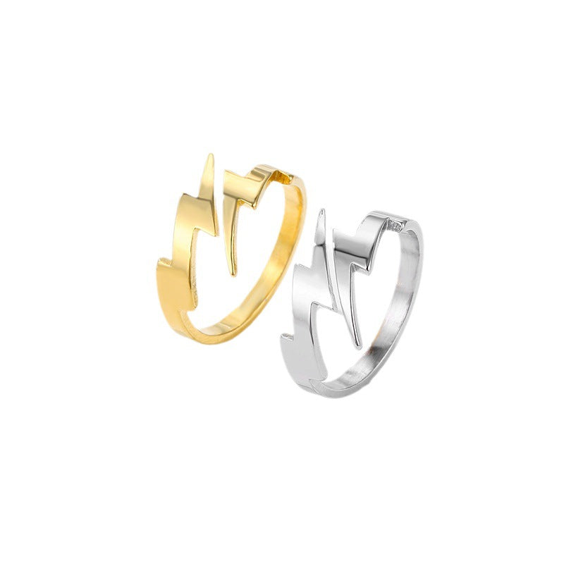 Men's Titanium Steel Lightning Hip Hop Boyfriend Style Stainless Rings