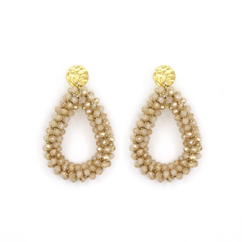 Women's Handmade Woven Crystal Fashion Water Drop Creative Bohemian Chic Earrings