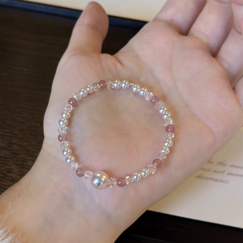 Rose Strawberry Pearl Light Luxury High-grade Female Crystal Bracelets