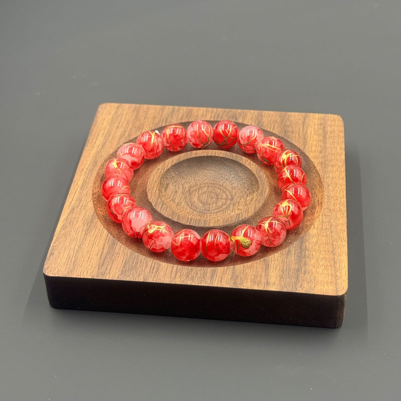 Women's Chinese Style Exquisite Beaded Glass Drainage Bracelets