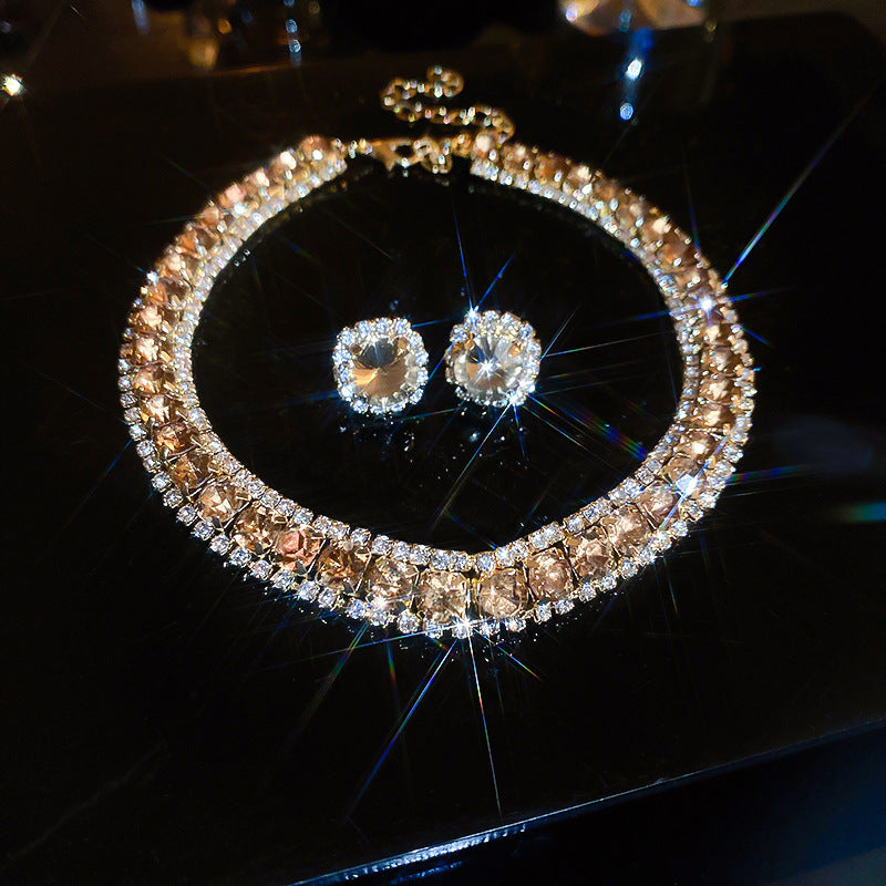 Diamond Geometric Suite Light Luxury Clavicle Jewelry Set