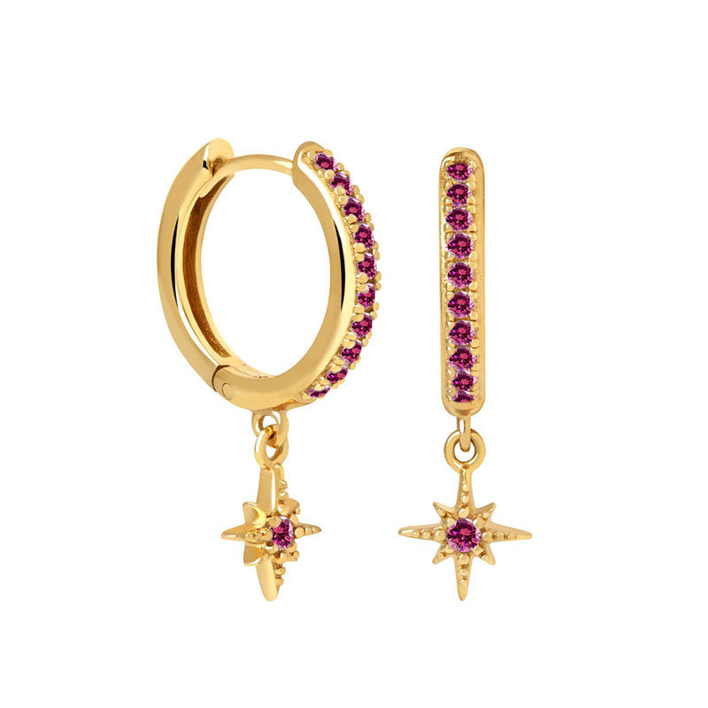 Women's Sier Octagonal Star For Twinkling Little Sun Ear Stud Earrings