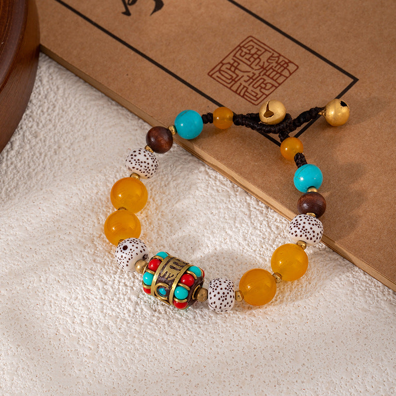 Colorful Turquoise Retro Artistic Personality Nepal Creative Crafts Braid Bracelet