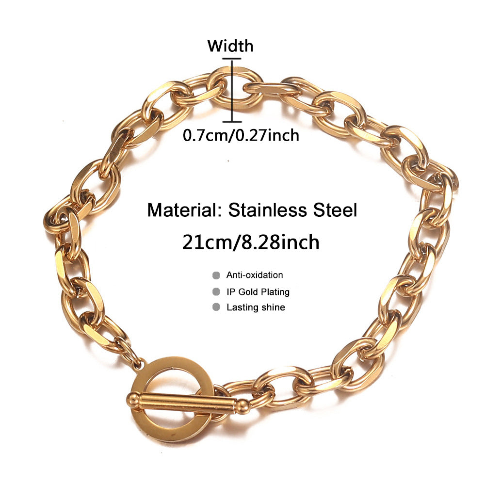 Fashion Exquisite Stainless Steel Slice Connecting Shackle Bracelet